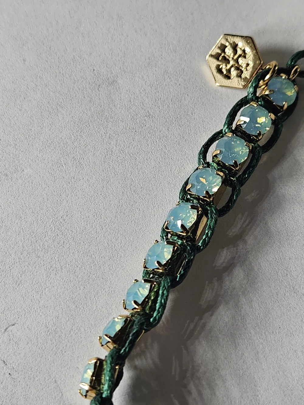 Tory Burch Mixing Swarovski Crystals Corded Thread,Macramé Logo, Bracelet Friend